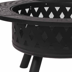 Moyasu Fire Pit BBQ Grill Outdoor Fireplace Camping Firepit Steel Portable 38"