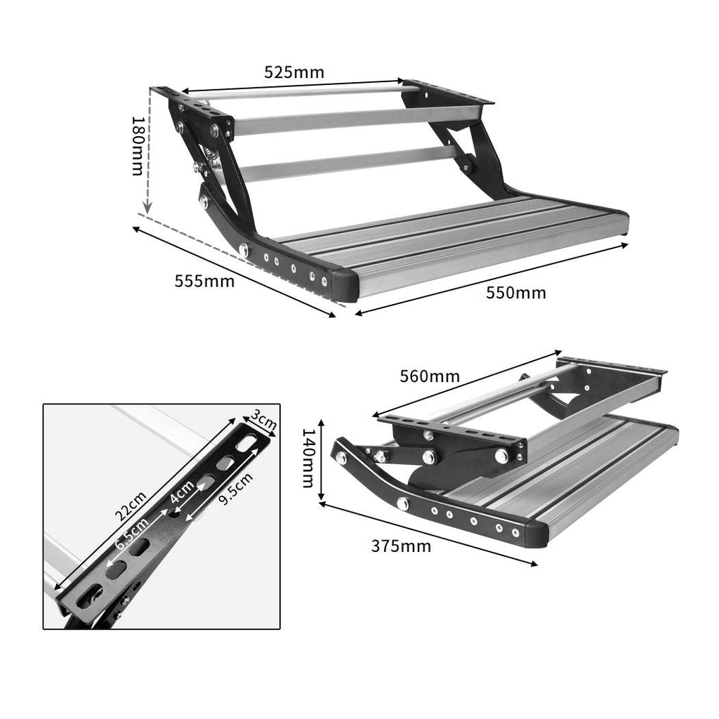 Traderight Caravan Step Aluminum Pull Out Folding Ladder Stool Trailer RV Parts