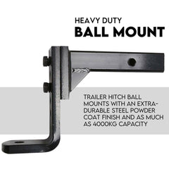 Adjustable Drop Towbar Tow Bar Ball Mount Tongue 2" Hitch Trailer 4000KG