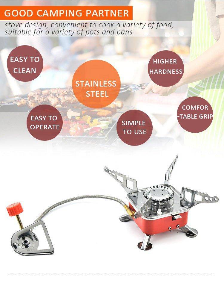 Portable Gas Stove Single Ignition Camping Stove Stainless Steel  Portable Outdoor Gas Stove