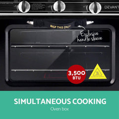3 Burner Portable Oven - Silver & Black by Devanti