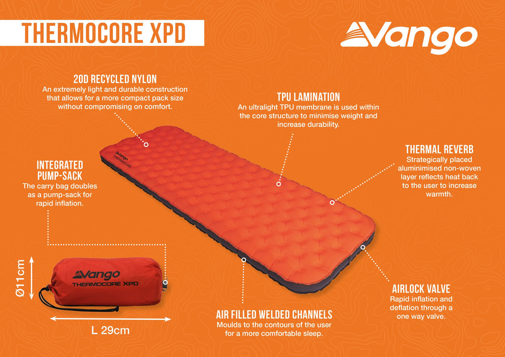 Vango Thermocore XPD Insulated Inflatable Sleeping Mat 195x58x10cm