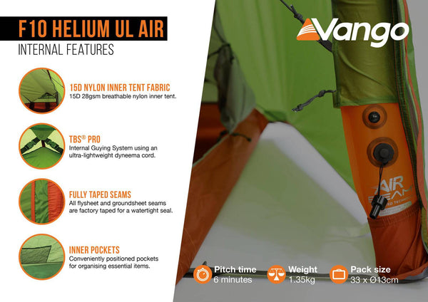 1 Person Expedition Tent - Helium Air UL 1 Tent - 1.35kg by F10