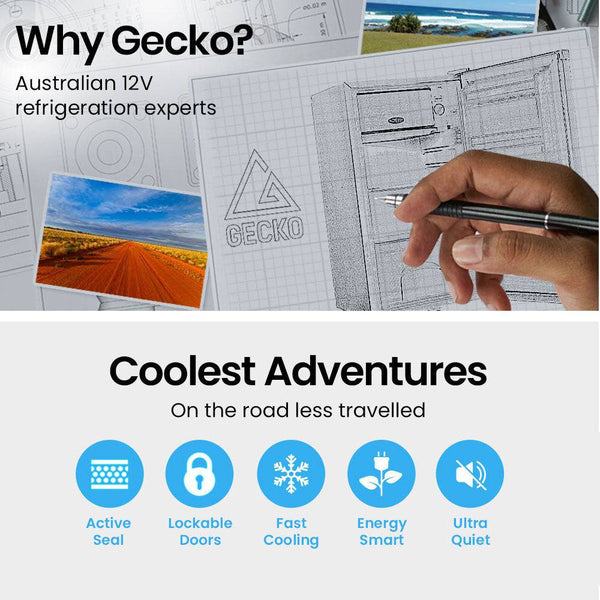 GECKO 70L Portable Fridge Freezer for Car Camping Caravans Fridges Refrigerator Cooler 12V/24V