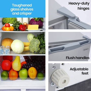 GECKO 95L Portable Upright Fridge Freezer Camping Caravans Bar Fridges Refrigerator 12V/24V
