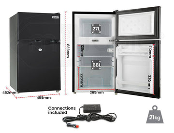 GECKO 95L Portable Upright Fridge Refrigerator 12V/24V Caravan Motorhome