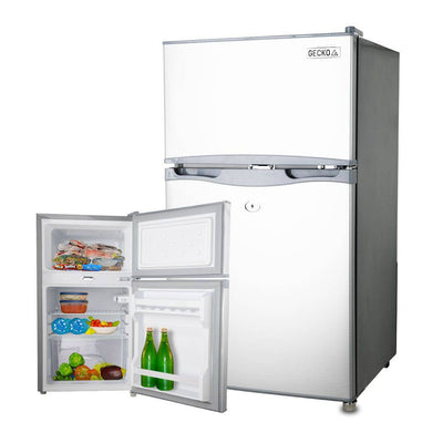 GECKO 95L Portable Fridge Freezer Camping Motorhome Caravan Upright Fridges 12V/24V, Silver