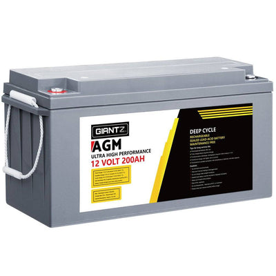 Giantz 200Ah AGM Deep Cycle Battery 12V Sealed Solar Caravan Camping