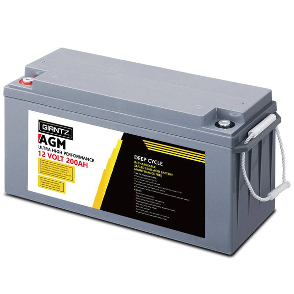 Giantz 200Ah AGM Deep Cycle Battery 12V Sealed Solar Caravan Camping