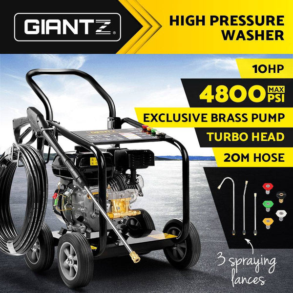 Giantz 4800PSI Petrol High Pressure Washer 20m Hose Gurney
