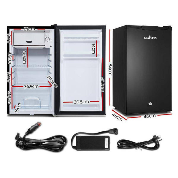 Glacio 95L Portable Upright Bar Fridge Freezer 12V/24V/240V – Black
