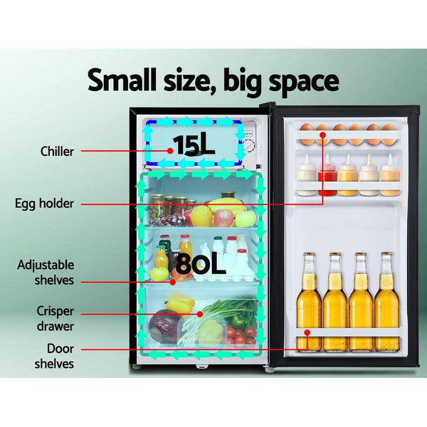 Glacio 95L Portable Upright Bar Fridge Freezer 12V/24V/240V – Black