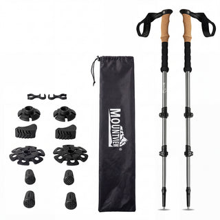 Mountview 2 Pcs Hiking Trekking Poles Walking Stick Adjustable Lightweight Grey
