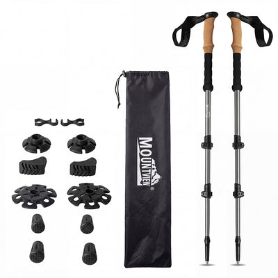 Mountview 2 Pcs Hiking Trekking Poles Walking Stick Adjustable Lightweight Grey