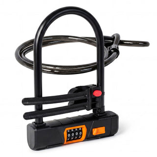 Bike D-Lock 4-Digit Combination with Security Cable