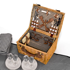 4 Person Picnic Basket Set with Cooler, Blanket & Cutlery