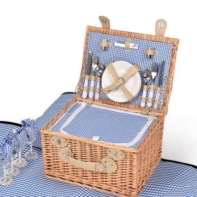 4 Person Picnic Basket Set with Cutlery, Plates & Cooler