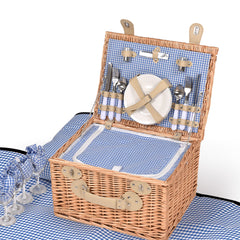 4 Person Picnic Basket Set with Cutlery, Plates & Cooler