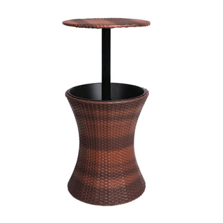 Levede Outdoor Cooler Ice Bucket Bar Table – Black & Brown Rattan