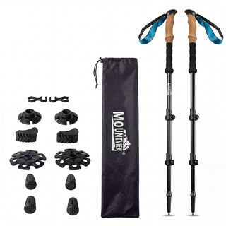 Mountview 2 Pcs Hiking Trekking Poles Walking Stick Adjustable Lightweight Black
