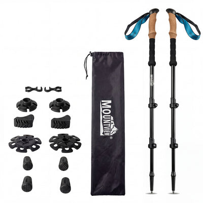Mountview 2 Pcs Hiking Trekking Poles Walking Stick Adjustable Lightweight Black