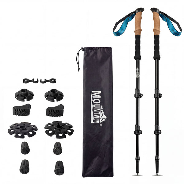 Mountview 2 Pcs Hiking Trekking Poles Walking Stick Adjustable Lightweight Black
