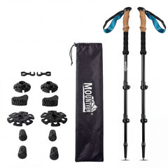 Mountview 2 Pcs Hiking Trekking Poles Walking Stick Adjustable Lightweight Black