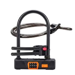 Bike D-Lock 4-Digit Combination with Security Cable