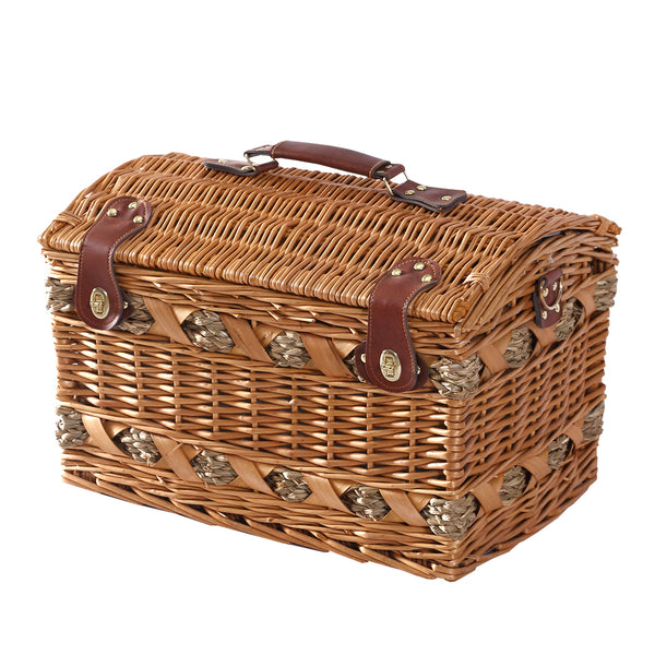 4 Person Picnic Basket Set with Cutlery, Plates & Glasses
