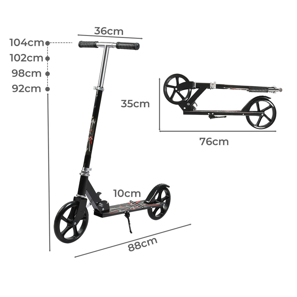 Monvelo Folding Kick Scooter Large Wheels — Black