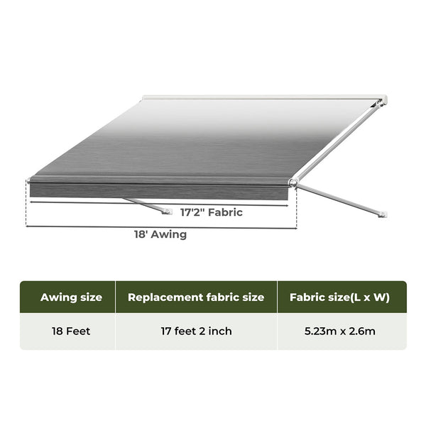 Manan 18FT RV Awning Fabric Replacement 18.05oz Caravan Grey