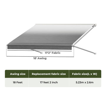 Manan 18FT RV Awning Fabric Replacement 18.05oz Caravan Grey