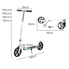 Monvelo Folding Kick Scooter Large Wheels — White