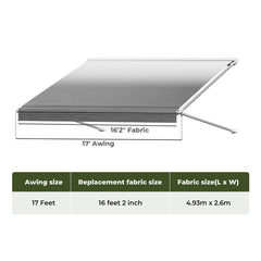 Manan 17FT RV Awning Fabric Replacement 18.05oz Caravan Grey