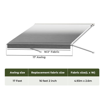 Manan 17FT RV Awning Fabric Replacement 18.05oz Caravan Grey
