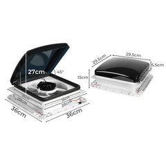 Manan Caravan Roof Vent Hatch 355mm with 12V Fan and LED Light