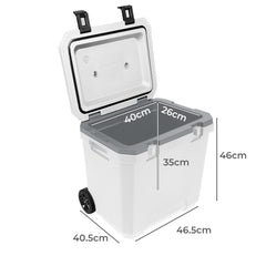 Mountview Cooler Ice Box 27L/43L Portable Chest Trolly For Camping BBQ Picnic White
