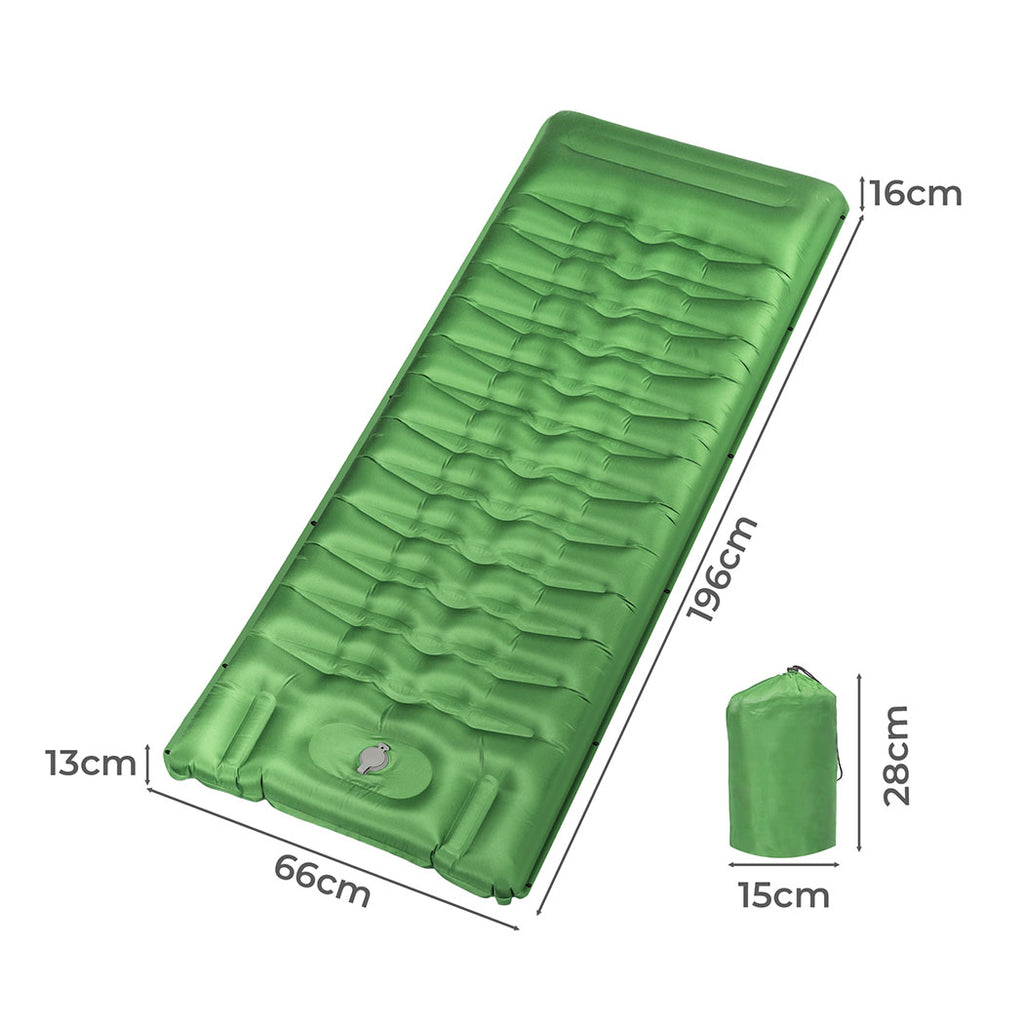 Mountview Sleeping Mat Air Bed Pad Caming Single Green