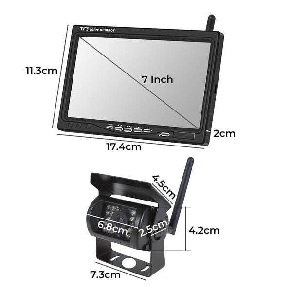 Manan 7" Wireless Rear View Monitor with 2 WiFi Cameras