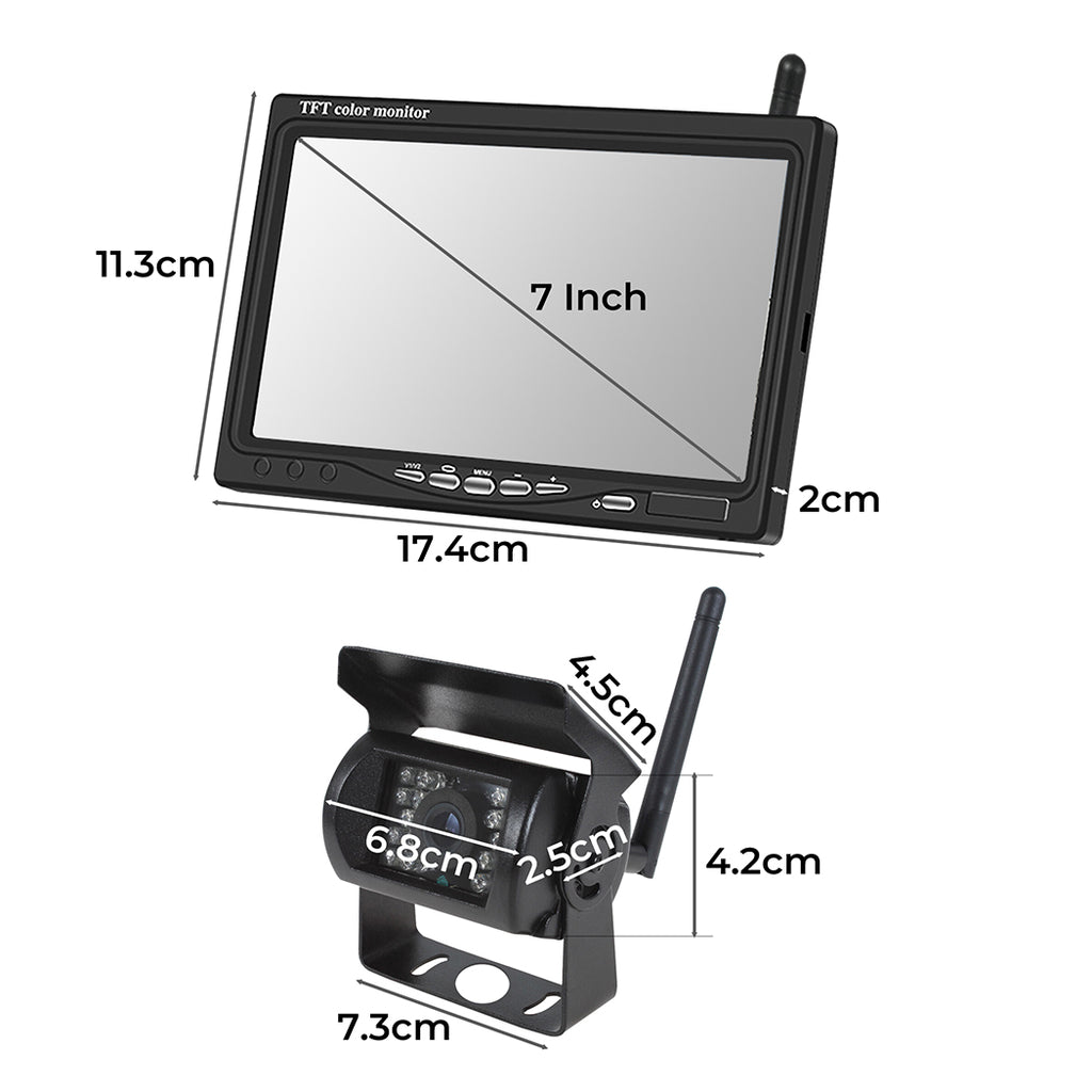 Manan 7" Wireless Rear View Monitor with 2 WiFi Cameras