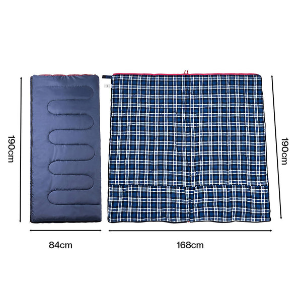 Mountview Sleeping Bags Single Camping Hiking 3-Season Thermal Blue 0°C-15°C
