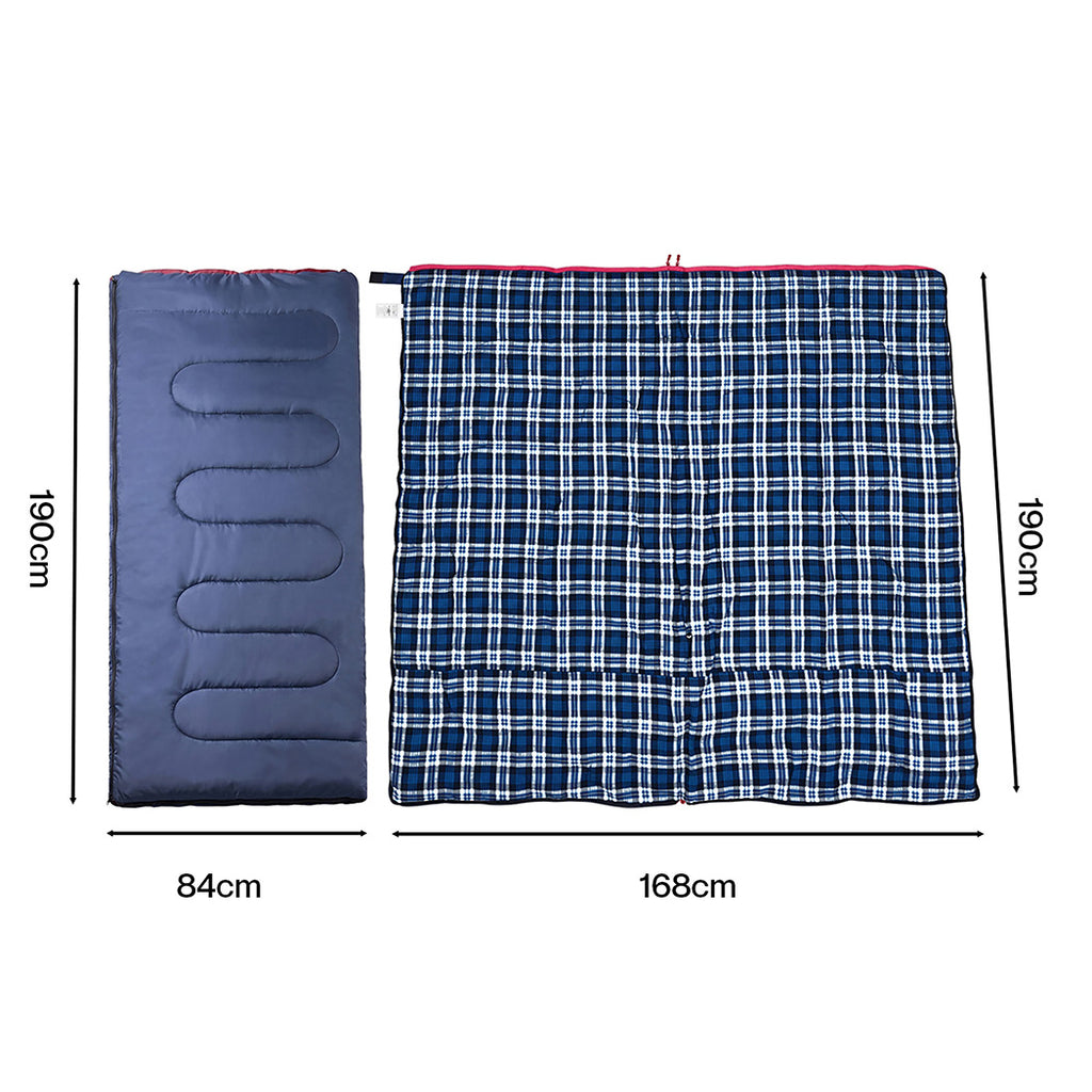 Mountview Sleeping Bags Single Camping Hiking 3-Season Thermal Blue 0°C-15°C