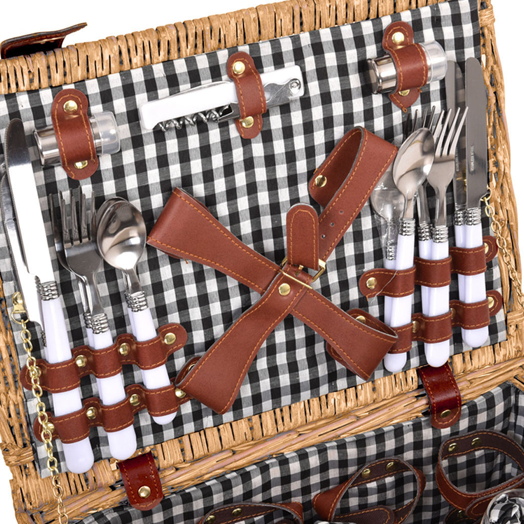 4 Person Picnic Basket Set with Cooler, Blanket & Cutlery