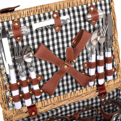 4 Person Picnic Basket Set with Cooler, Blanket & Cutlery
