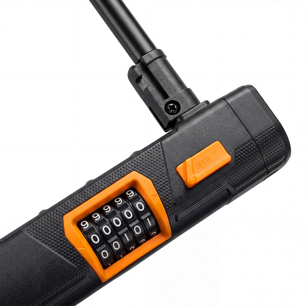 Bike D-Lock 4-Digit Combination with Security Cable