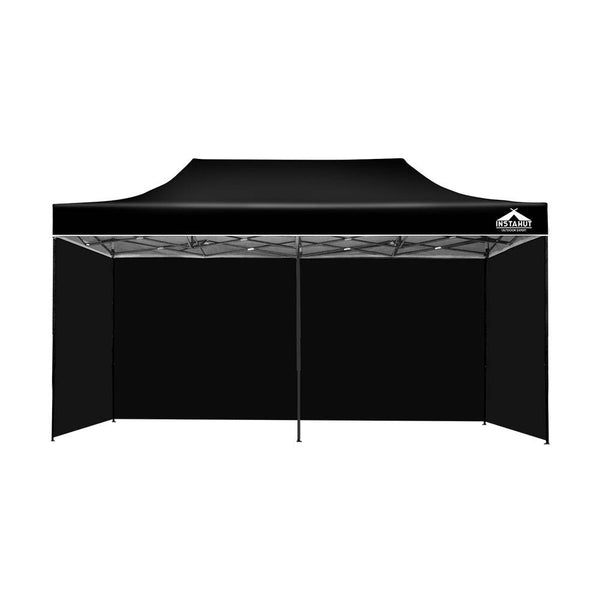 Instahut 3x6m Pop Up Gazebo Marquee with Sidewalls – Black