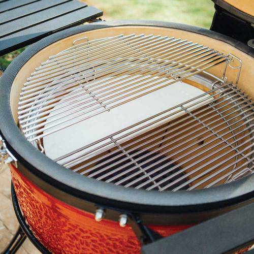 Kamado Joe Half Moon SS Grate Installed on Classic Joe Grill - Divide and Conquer System