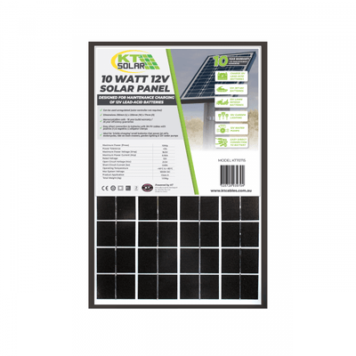 10 Watt, 12V Single Cell Mono-crystalline Solar Panel by KT Solar