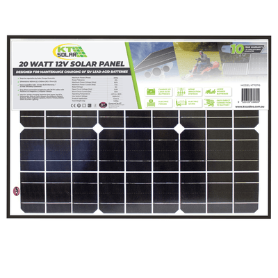 20 Watt, 12V Single Cell Mono-crystalline Solar Panel by KT Solar