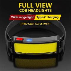 Mountgear Waterproof COB LED Motion Sensor Outdoor USB Rechargeable Headlamp Black